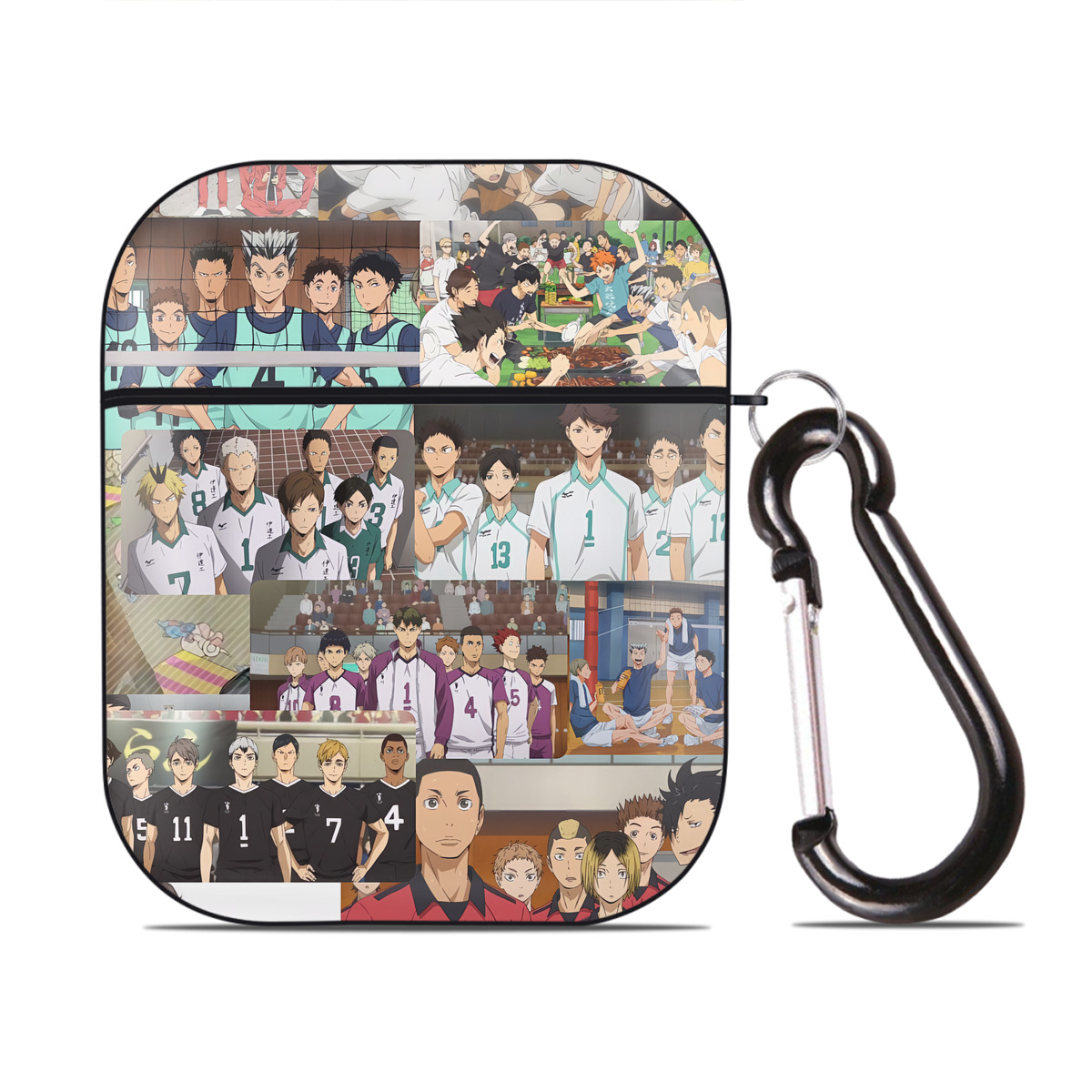 （画像用） ハイキュー!! Haikyu!! AirPods 第2世代保護ケース ハードシェル ブラック 耐衝撃・防指紋・カラビナ付き