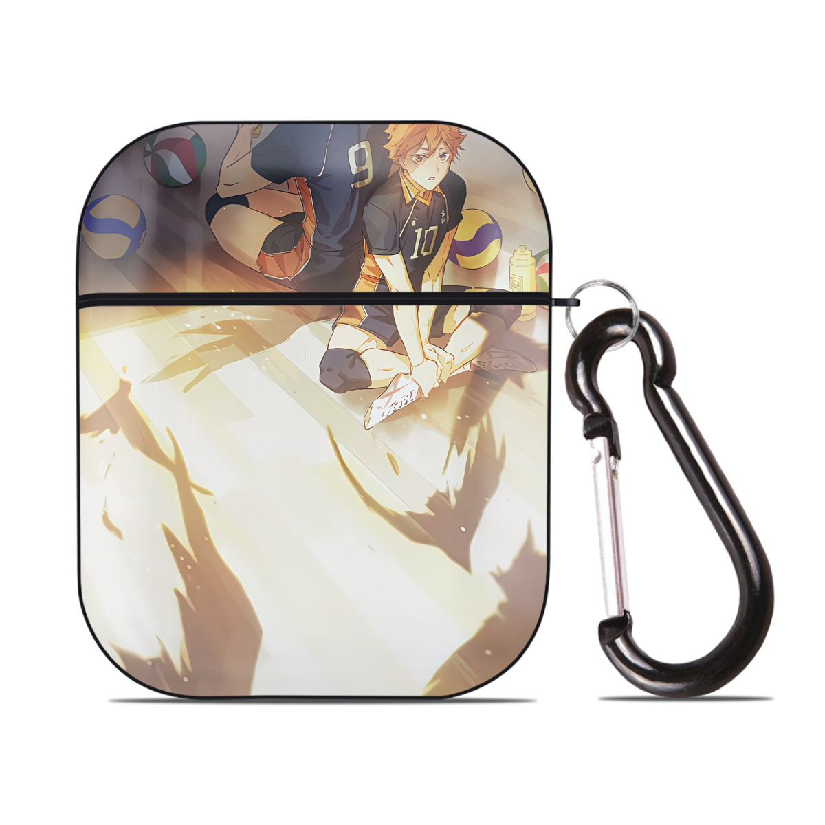 （画像用） ハイキュー!! Haikyu!! AirPods 第2世代保護ケース ハードシェル ブラック 耐衝撃・防指紋・カラビナ付き