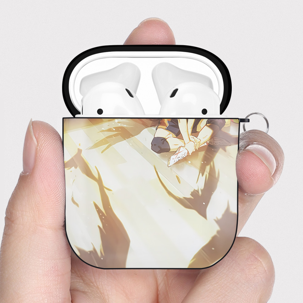 （画像用） ハイキュー!! Haikyu!! AirPods 第2世代保護ケース ハードシェル ブラック 耐衝撃・防指紋・カラビナ付き