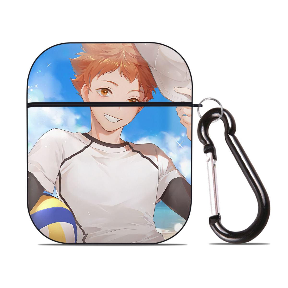（画像用） ハイキュー!! Haikyu!! AirPods 第2世代保護ケース ハードシェル ブラック 耐衝撃・防指紋・カラビナ付き