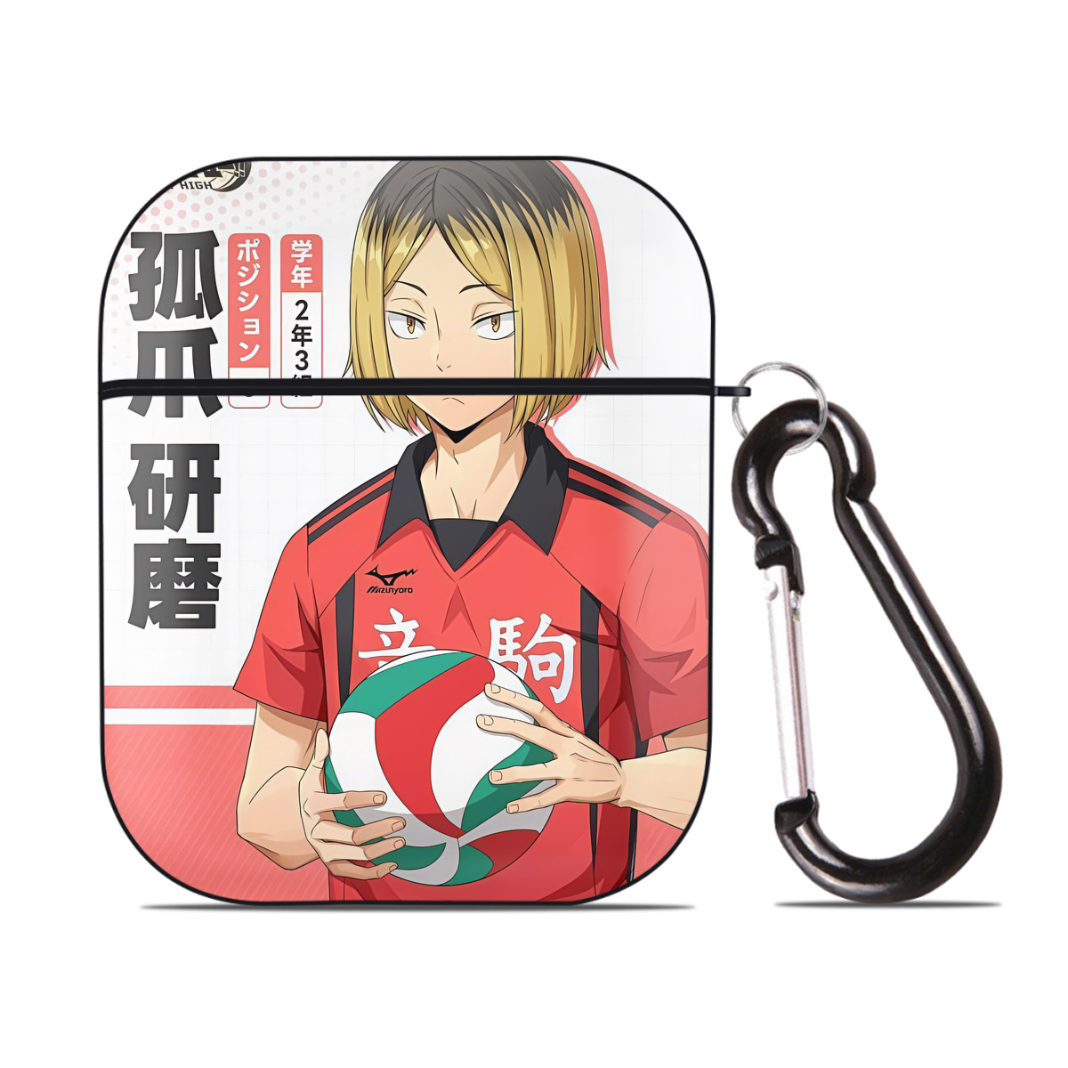 （画像用） ハイキュー!! Haikyu!! AirPods 第2世代保護ケース ハードシェル ブラック 耐衝撃・防指紋・カラビナ付き