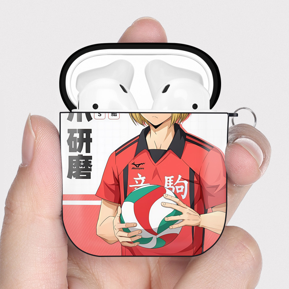 （画像用） ハイキュー!! Haikyu!! AirPods 第2世代保護ケース ハードシェル ブラック 耐衝撃・防指紋・カラビナ付き