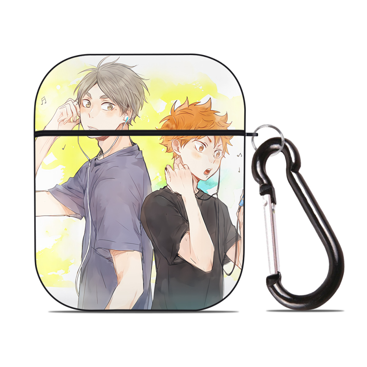 （画像用） ハイキュー!! Haikyu!! AirPods 第2世代保護ケース ハードシェル ブラック 耐衝撃・防指紋・カラビナ付き