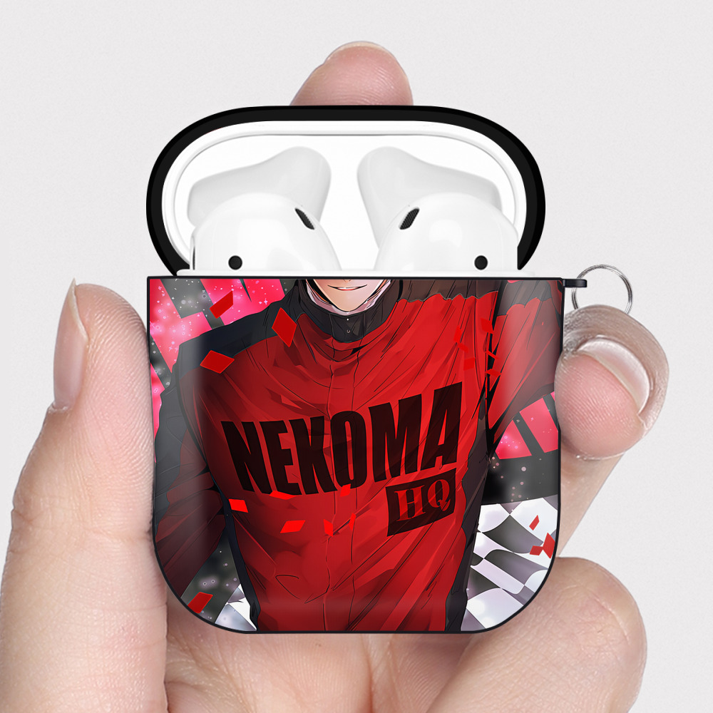 （画像用） ハイキュー!! Haikyu!! AirPods 第2世代保護ケース ハードシェル ブラック 耐衝撃・防指紋・カラビナ付き