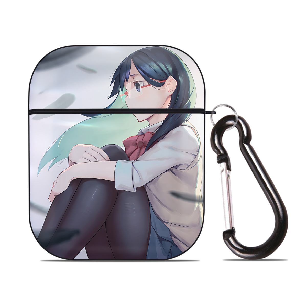 （画像用） ハイキュー!! Haikyu!! AirPods 第2世代保護ケース ハードシェル ブラック 耐衝撃・防指紋・カラビナ付き