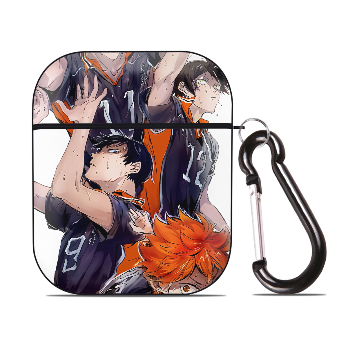 （画像用） ハイキュー!! Haikyu!! AirPods 第2世代保護ケース ハードシェル ブラック 耐衝撃・防指紋・カラビナ付き
