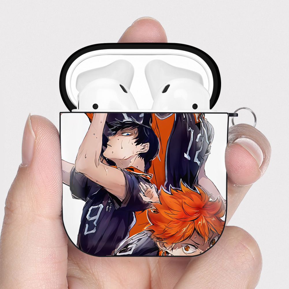 （画像用） ハイキュー!! Haikyu!! AirPods 第2世代保護ケース ハードシェル ブラック 耐衝撃・防指紋・カラビナ付き
