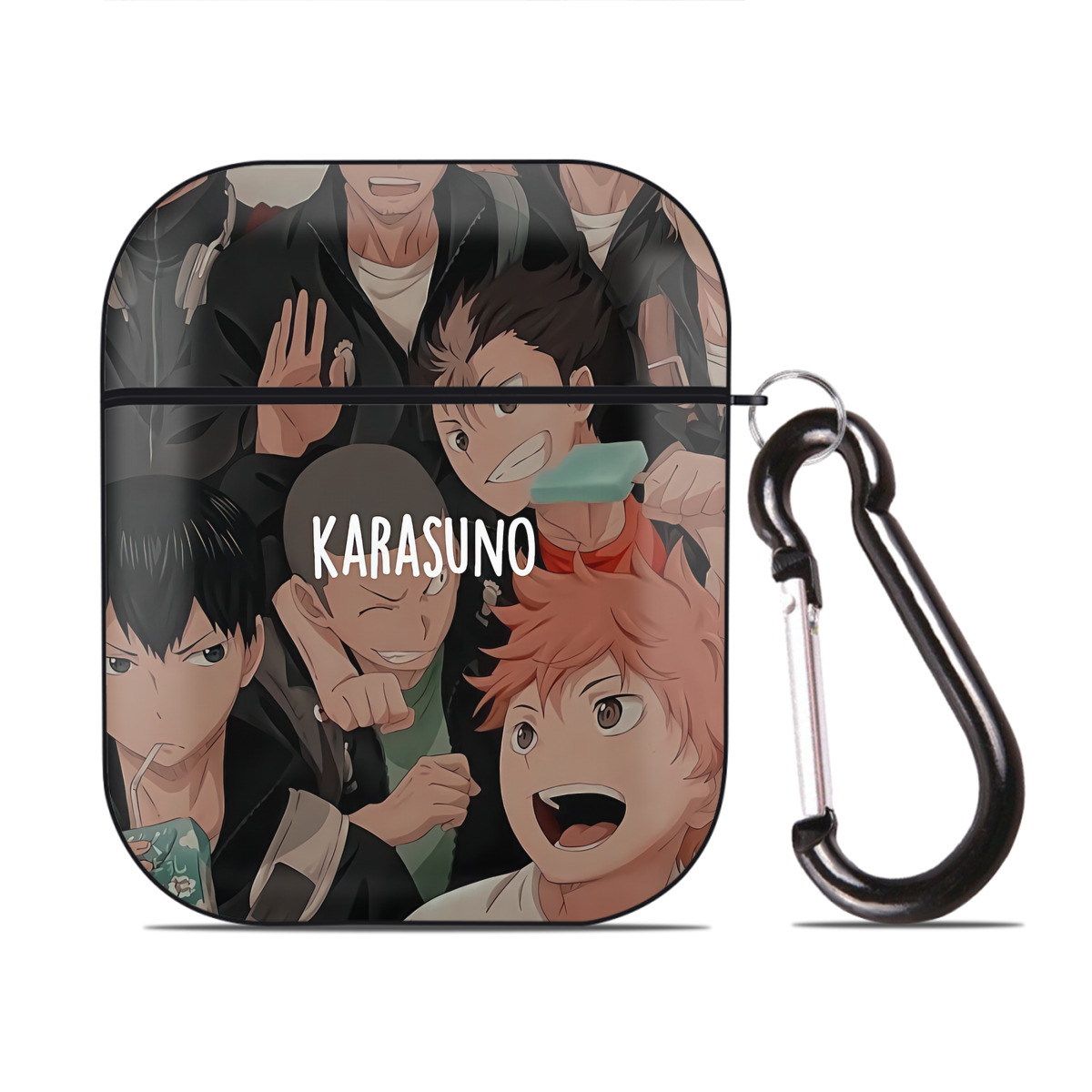 （画像用） ハイキュー!! Haikyu!! AirPods 第2世代保護ケース ハードシェル ブラック 耐衝撃・防指紋・カラビナ付き