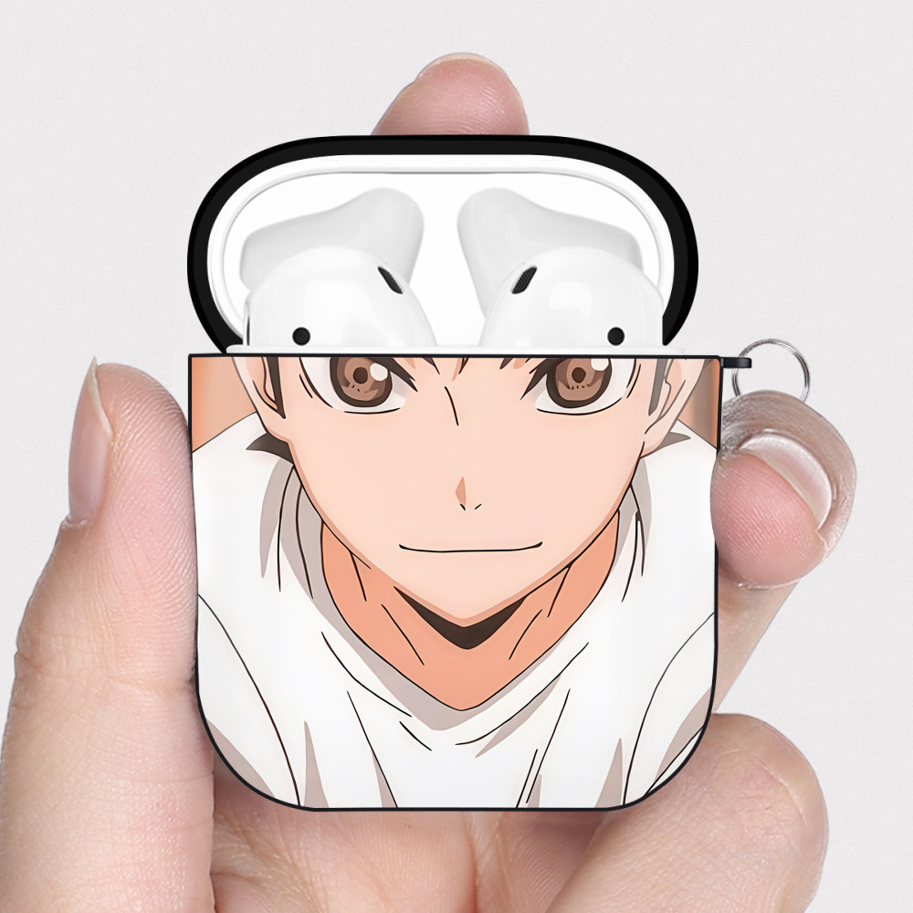 （画像用） ハイキュー!! Haikyu!! AirPods 第2世代保護ケース ハードシェル ブラック 耐衝撃・防指紋・カラビナ付き