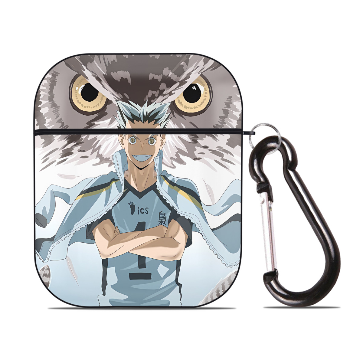 （画像用） ハイキュー!! Haikyu!! AirPods 第2世代保護ケース ハードシェル ブラック 耐衝撃・防指紋・カラビナ付き