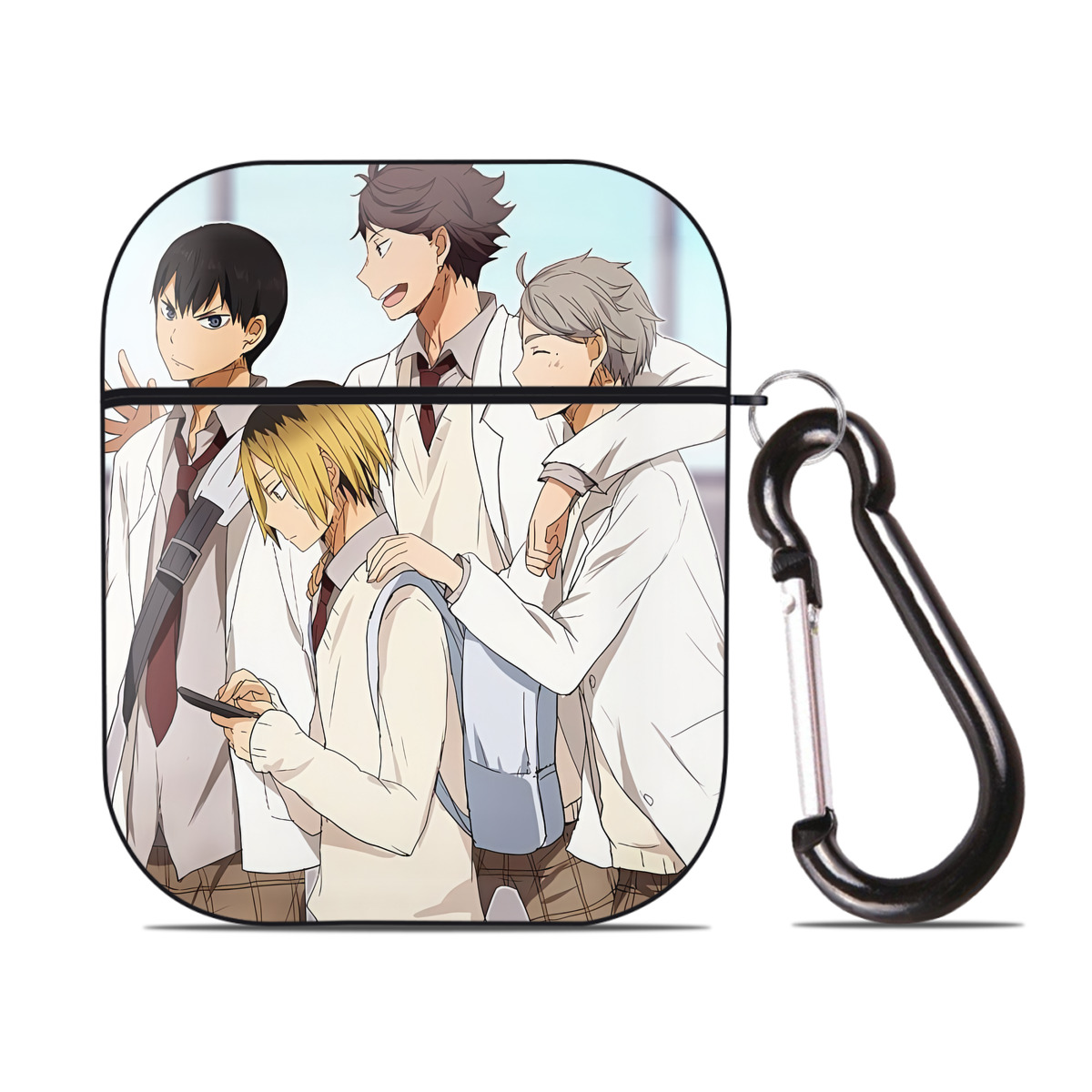 （画像用） ハイキュー!! Haikyu!! AirPods 第2世代保護ケース ハードシェル ブラック 耐衝撃・防指紋・カラビナ付き