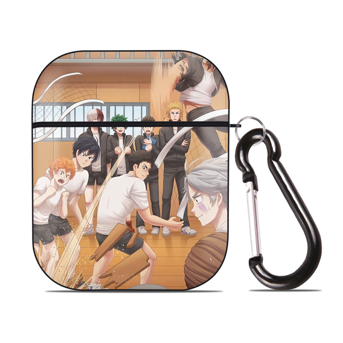 （画像用） ハイキュー!! Haikyu!! AirPods 第2世代保護ケース ハードシェル ブラック 耐衝撃・防指紋・カラビナ付き