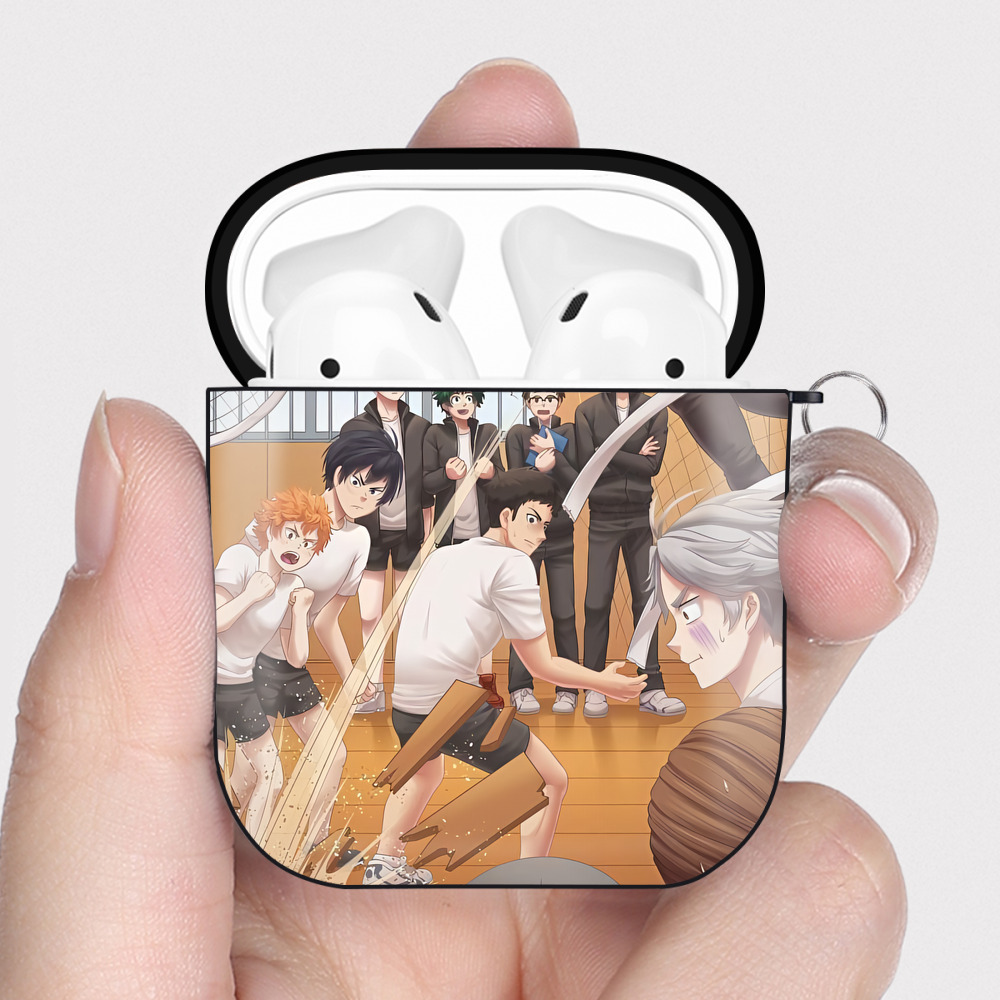 （画像用） ハイキュー!! Haikyu!! AirPods 第2世代保護ケース ハードシェル ブラック 耐衝撃・防指紋・カラビナ付き