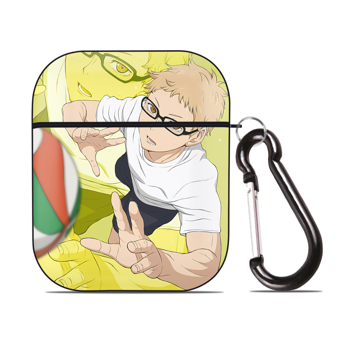 （画像用） ハイキュー!! Haikyu!! AirPods 第2世代保護ケース ハードシェル ブラック 耐衝撃・防指紋・カラビナ付き