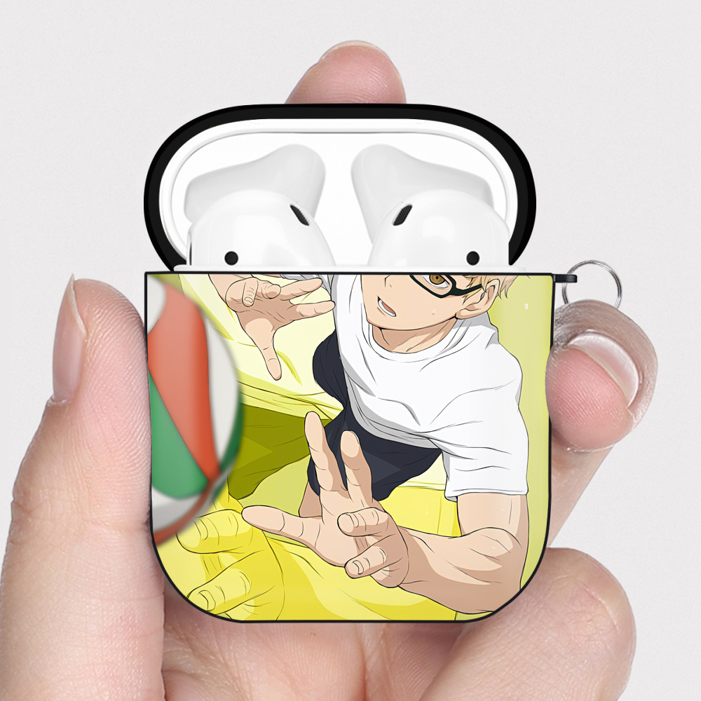（画像用） ハイキュー!! Haikyu!! AirPods 第2世代保護ケース ハードシェル ブラック 耐衝撃・防指紋・カラビナ付き