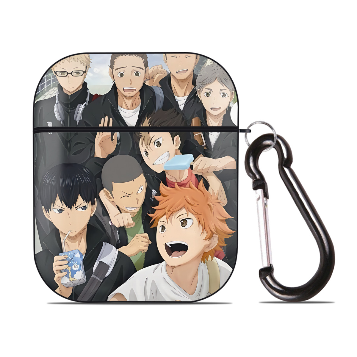 （画像用） ハイキュー!! Haikyu!! AirPods 第2世代保護ケース ハードシェル ブラック 耐衝撃・防指紋・カラビナ付き