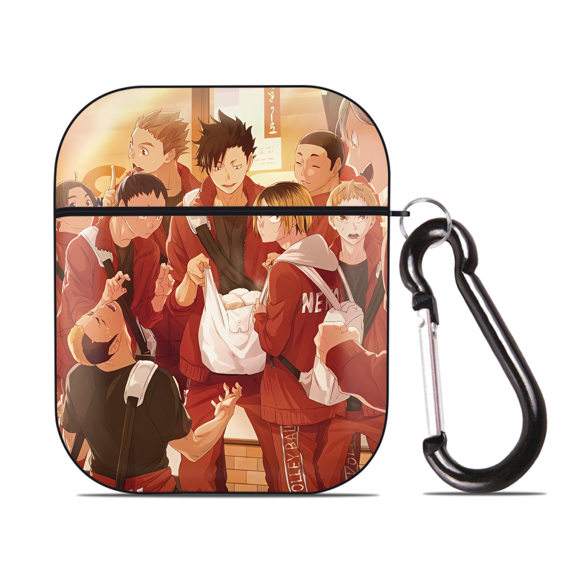 （画像用） ハイキュー!! Haikyu!! AirPods 第2世代保護ケース ハードシェル ブラック 耐衝撃・防指紋・カラビナ付き
