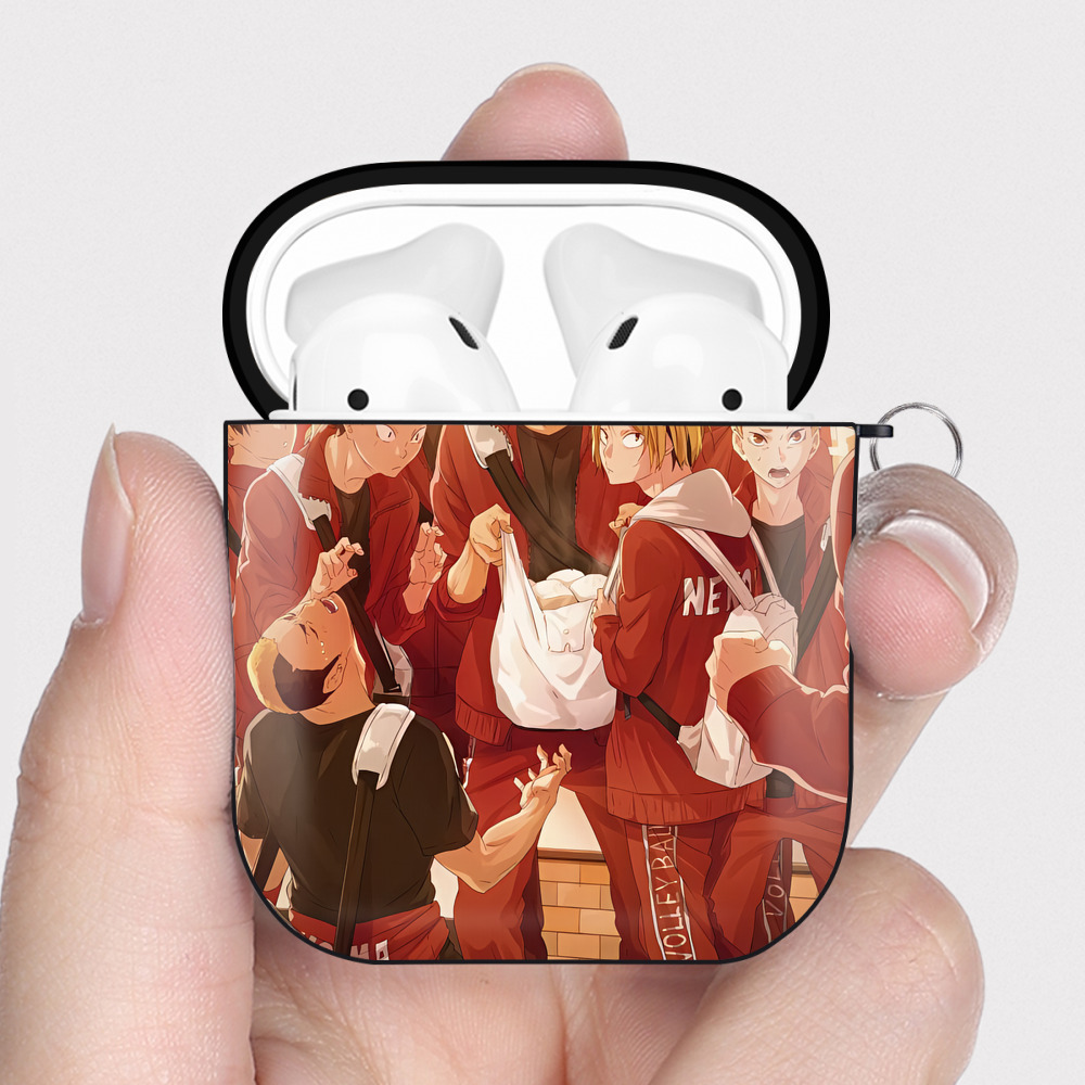 （画像用） ハイキュー!! Haikyu!! AirPods 第2世代保護ケース ハードシェル ブラック 耐衝撃・防指紋・カラビナ付き