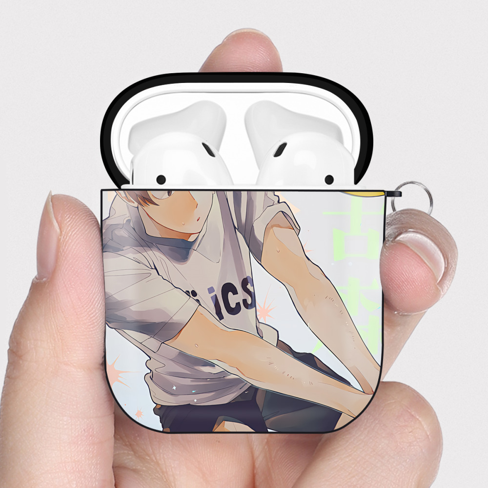 （画像用） ハイキュー!! Haikyu!! AirPods 第2世代保護ケース ハードシェル ブラック 耐衝撃・防指紋・カラビナ付き
