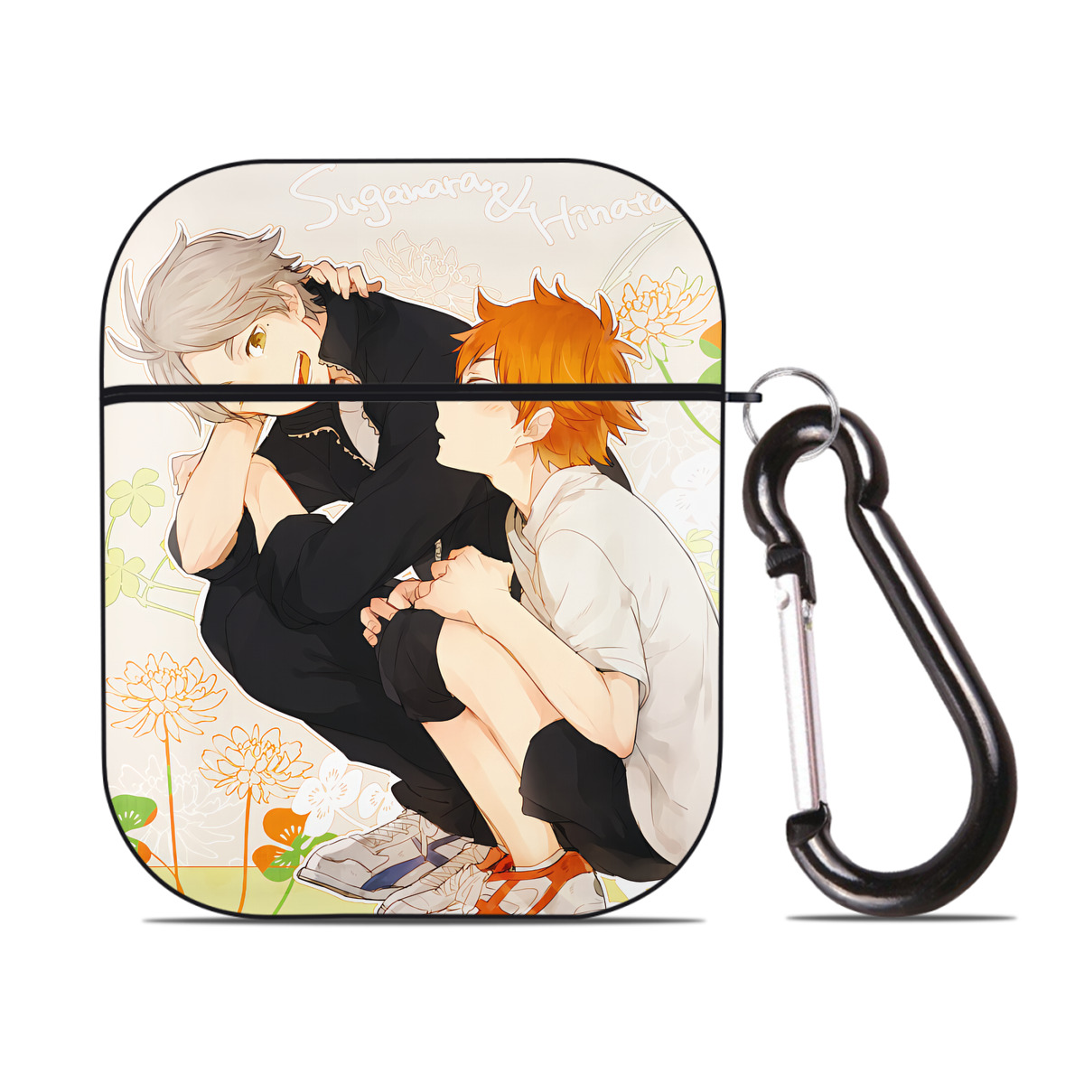 （画像用） ハイキュー!! Haikyu!! AirPods 第2世代保護ケース ハードシェル ブラック 耐衝撃・防指紋・カラビナ付き
