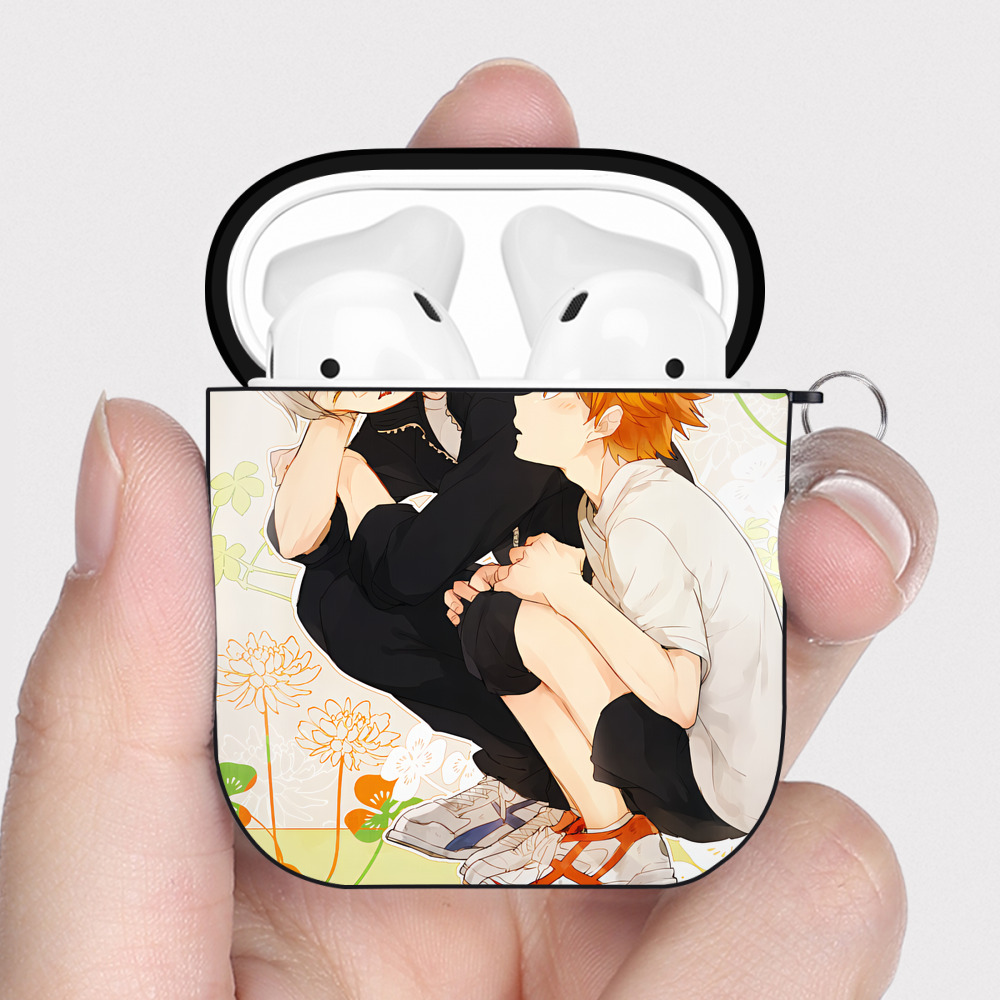 （画像用） ハイキュー!! Haikyu!! AirPods 第2世代保護ケース ハードシェル ブラック 耐衝撃・防指紋・カラビナ付き