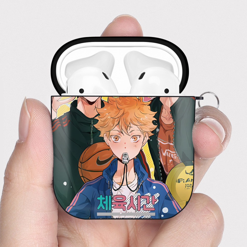 （画像用） ハイキュー!! Haikyu!! AirPods 第2世代保護ケース ハードシェル ブラック 耐衝撃・防指紋・カラビナ付き