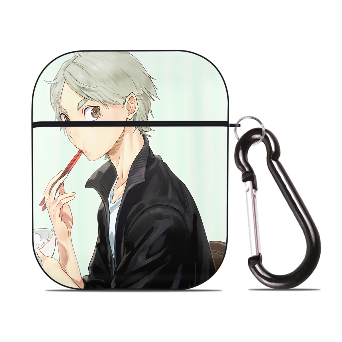 （画像用） ハイキュー!! Haikyu!! AirPods 第2世代保護ケース ハードシェル ブラック 耐衝撃・防指紋・カラビナ付き