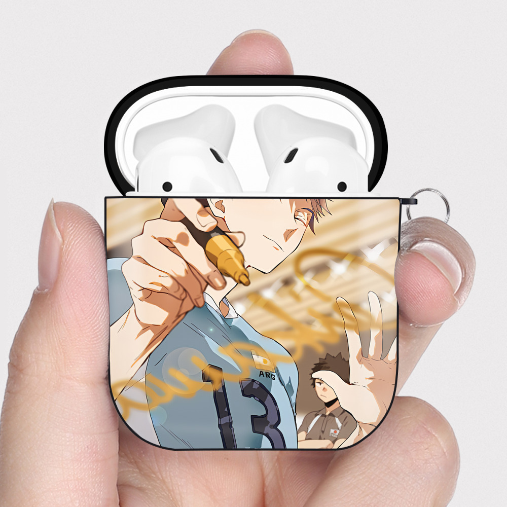 （画像用） ハイキュー!! Haikyu!! AirPods 第2世代保護ケース ハードシェル ブラック 耐衝撃・防指紋・カラビナ付き