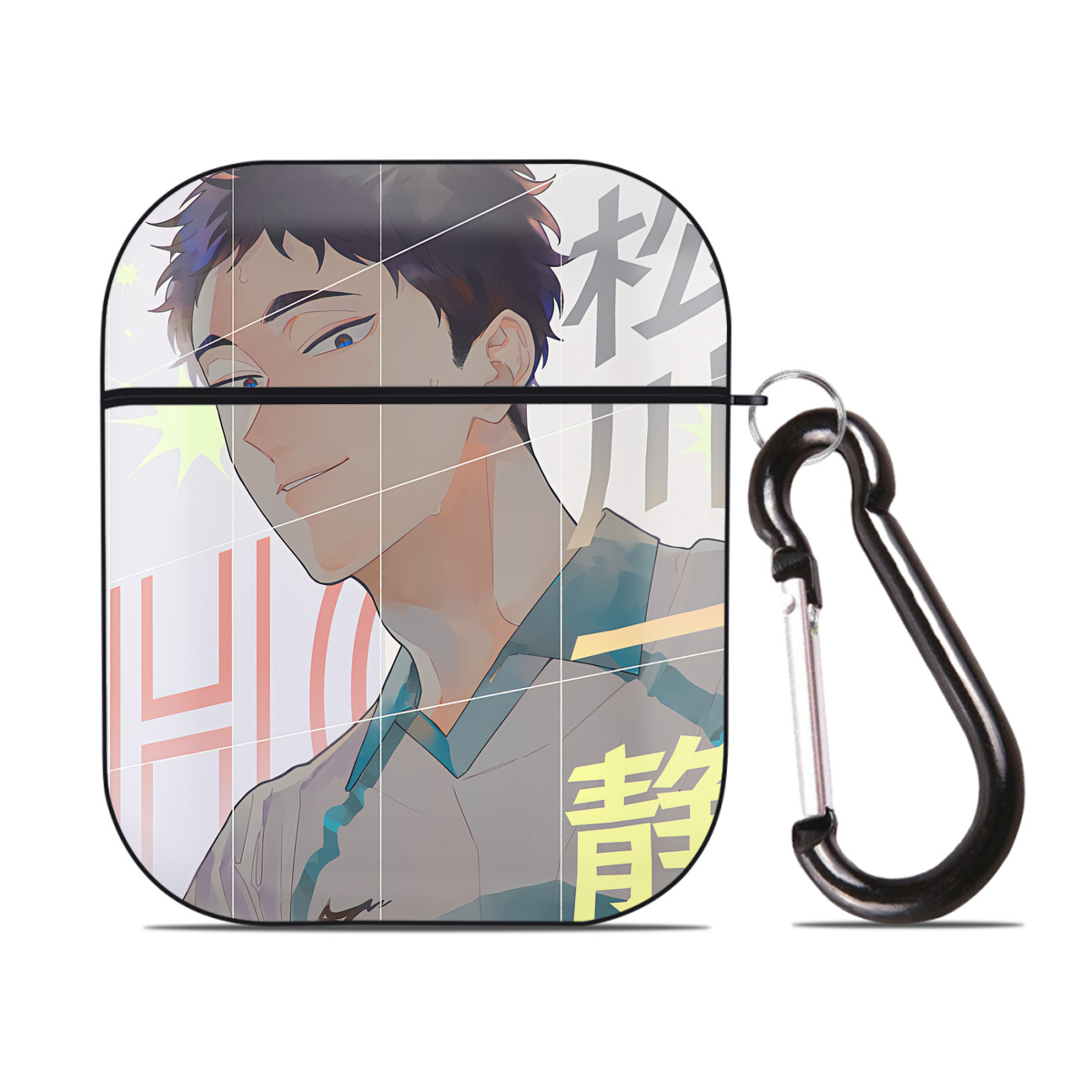 （画像用） ハイキュー!! Haikyu!! AirPods 第2世代保護ケース ハードシェル ブラック 耐衝撃・防指紋・カラビナ付き