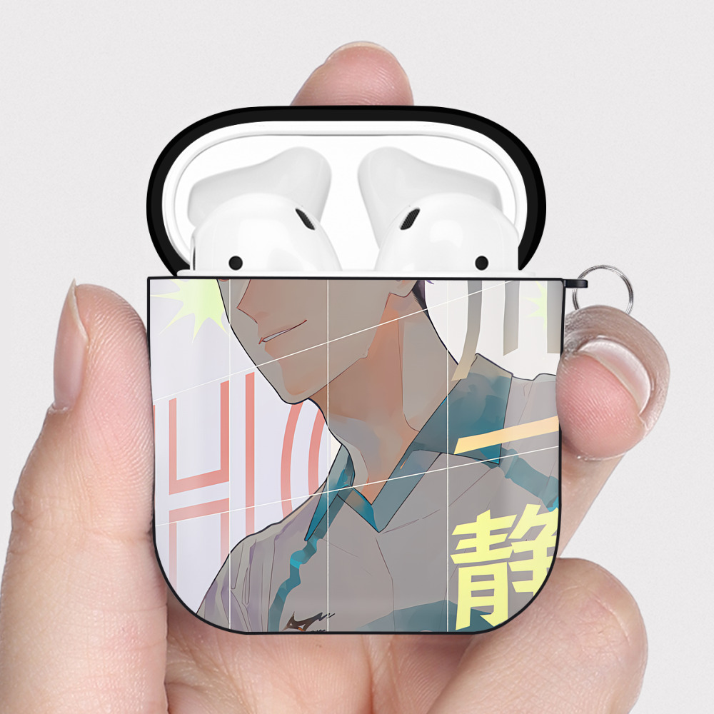 （画像用） ハイキュー!! Haikyu!! AirPods 第2世代保護ケース ハードシェル ブラック 耐衝撃・防指紋・カラビナ付き