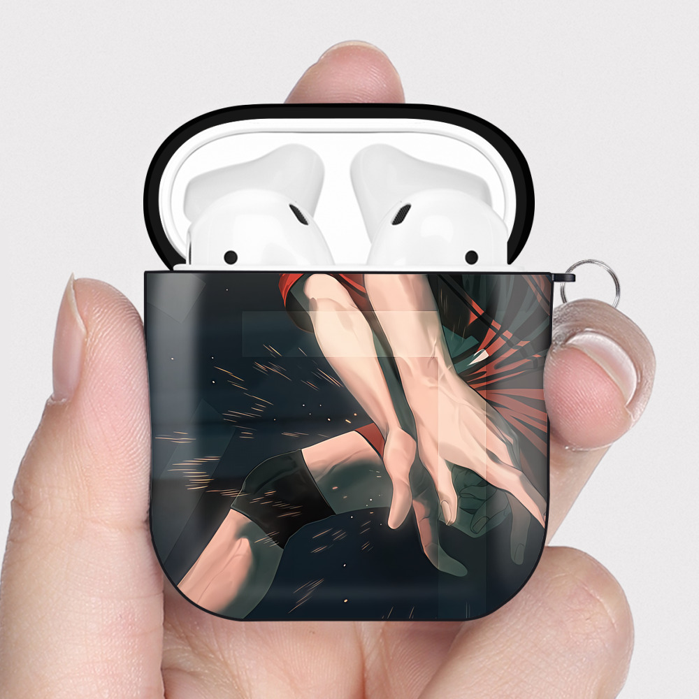 （画像用） ハイキュー!! Haikyu!! AirPods 第2世代保護ケース ハードシェル ブラック 耐衝撃・防指紋・カラビナ付き