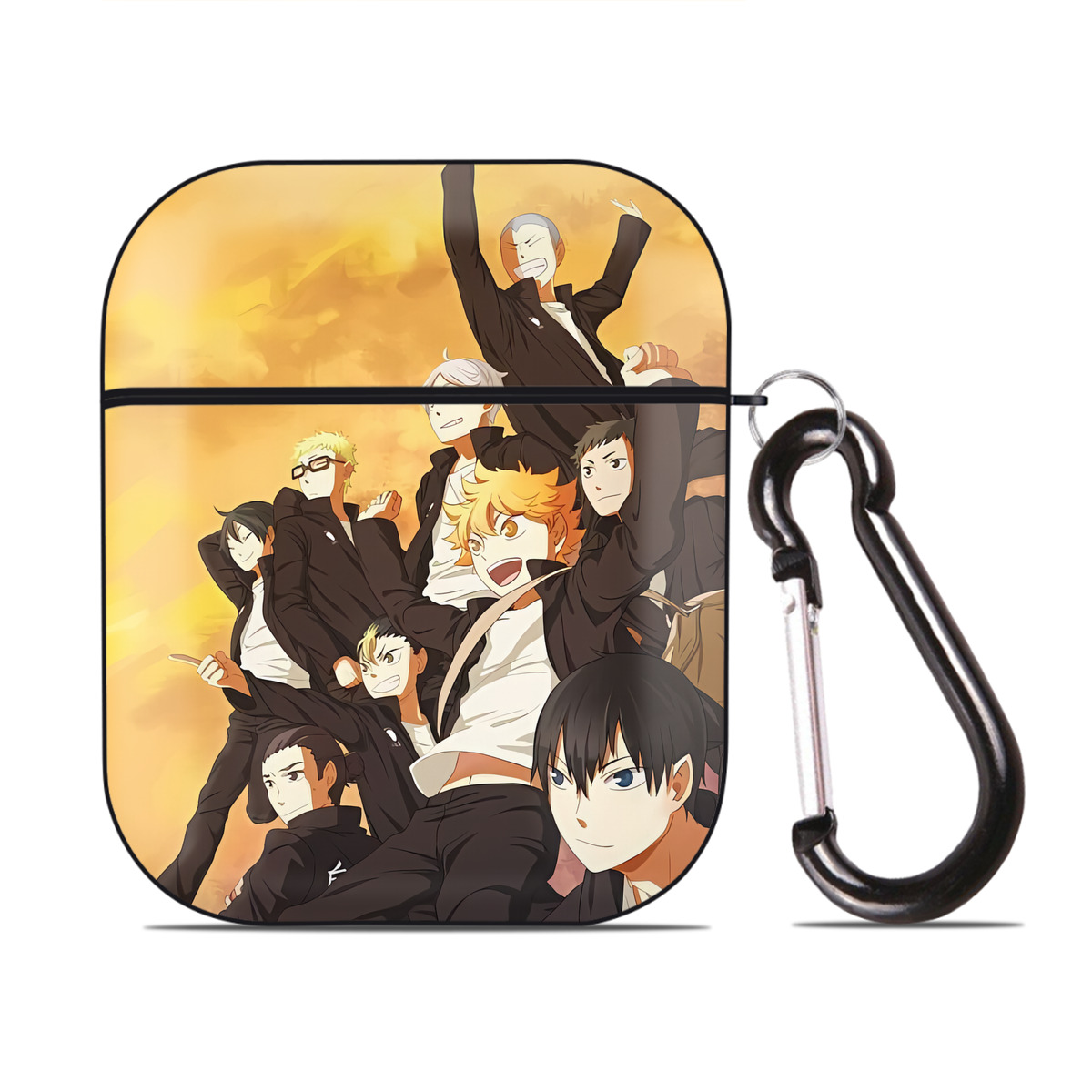 （画像用） ハイキュー!! Haikyu!! AirPods 第2世代保護ケース ハードシェル ブラック 耐衝撃・防指紋・カラビナ付き
