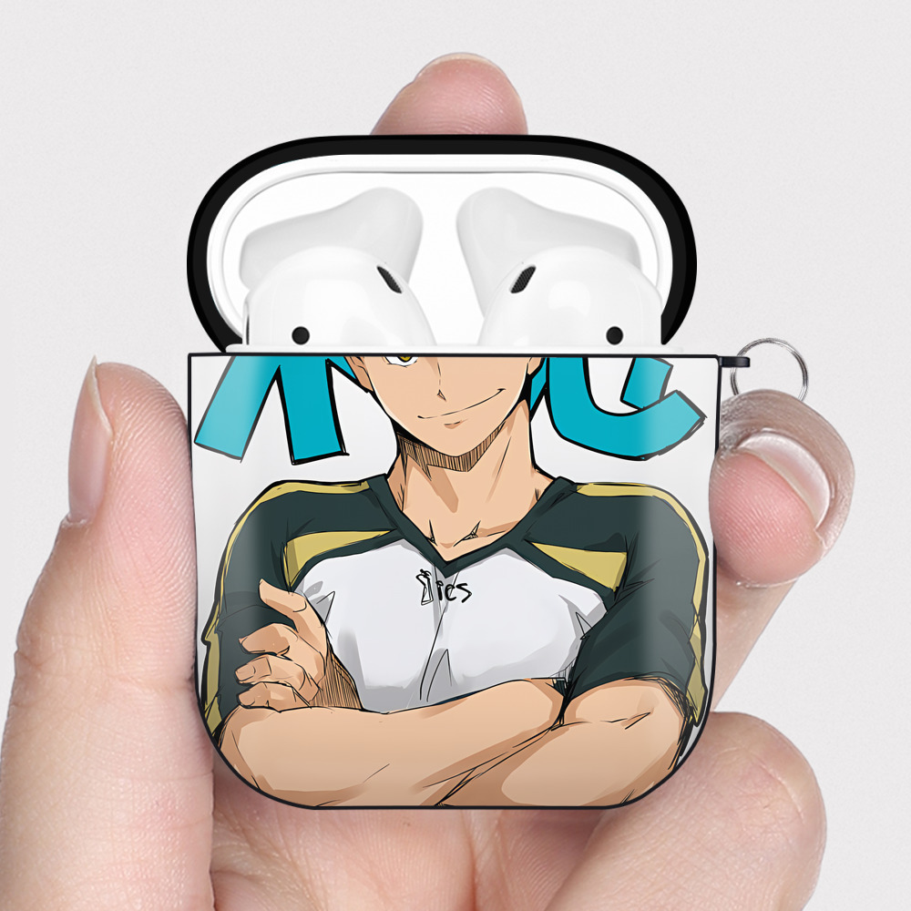 （画像用） ハイキュー!! Haikyu!! AirPods 第2世代保護ケース ハードシェル ブラック 耐衝撃・防指紋・カラビナ付き