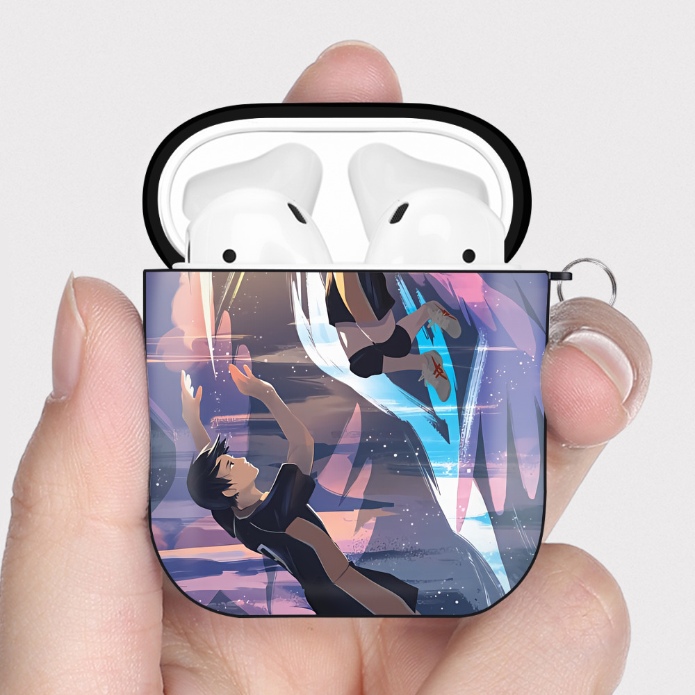 （画像用） ハイキュー!! Haikyu!! AirPods 第2世代保護ケース ハードシェル ブラック 耐衝撃・防指紋・カラビナ付き