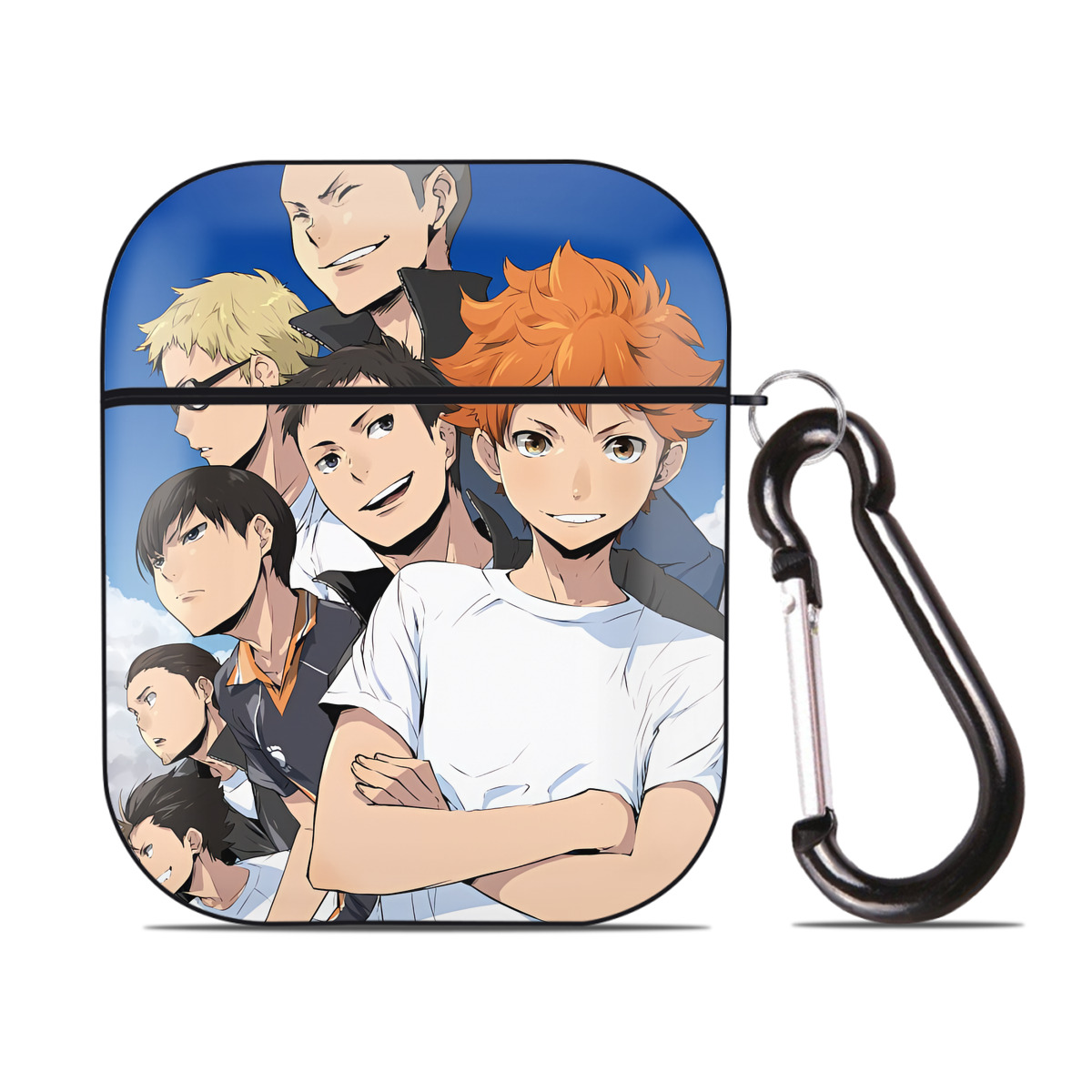 （画像用） ハイキュー!! Haikyu!! AirPods 第2世代保護ケース ハードシェル ブラック 耐衝撃・防指紋・カラビナ付き