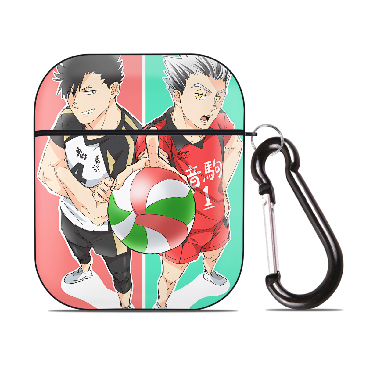 （画像用） ハイキュー!! Haikyu!! AirPods 第2世代保護ケース ハードシェル ブラック 耐衝撃・防指紋・カラビナ付き