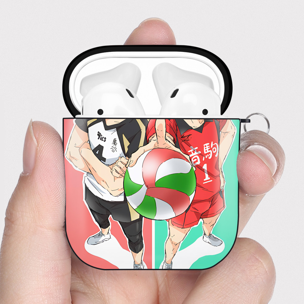 （画像用） ハイキュー!! Haikyu!! AirPods 第2世代保護ケース ハードシェル ブラック 耐衝撃・防指紋・カラビナ付き