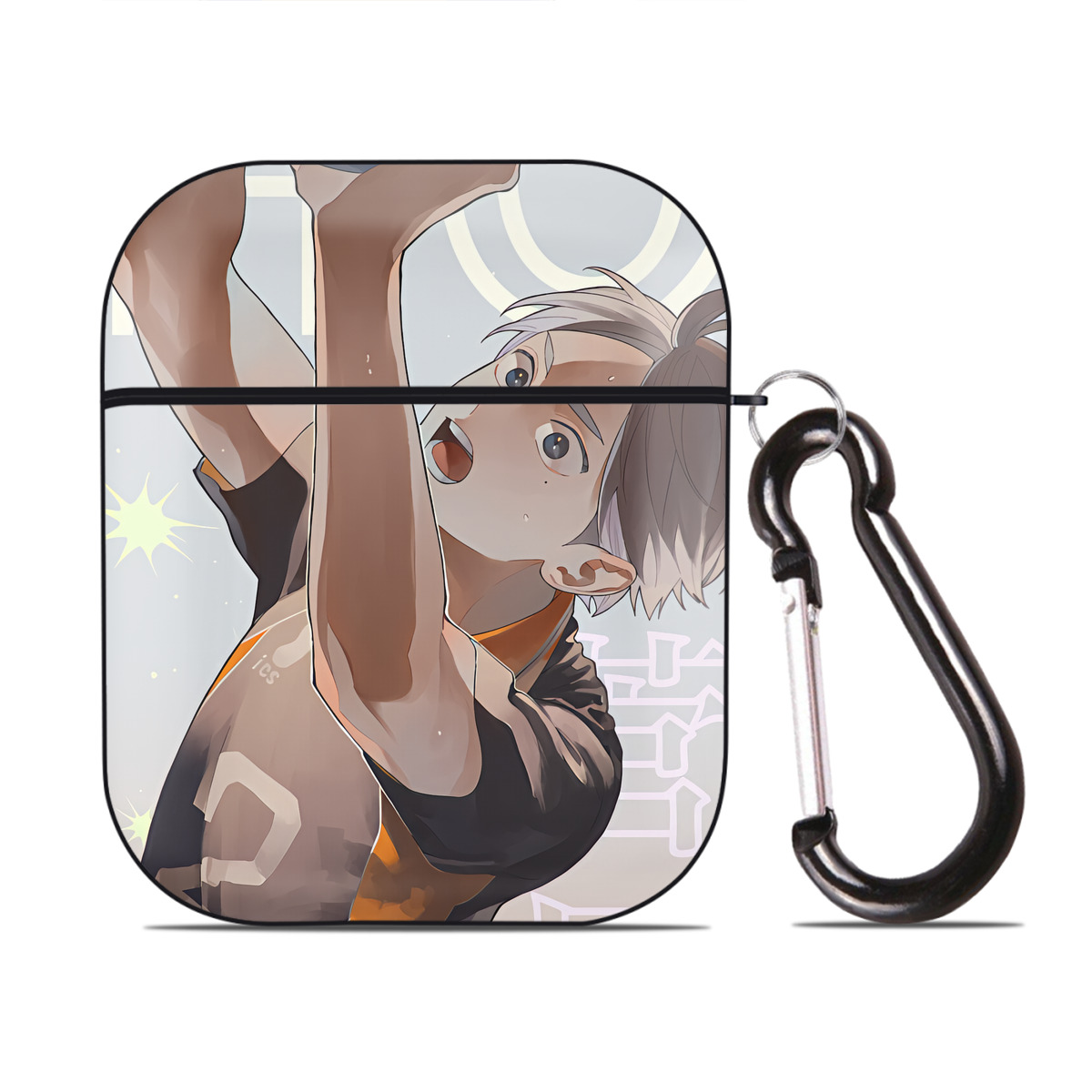 （画像用） ハイキュー!! Haikyu!! AirPods 第2世代保護ケース ハードシェル ブラック 耐衝撃・防指紋・カラビナ付き