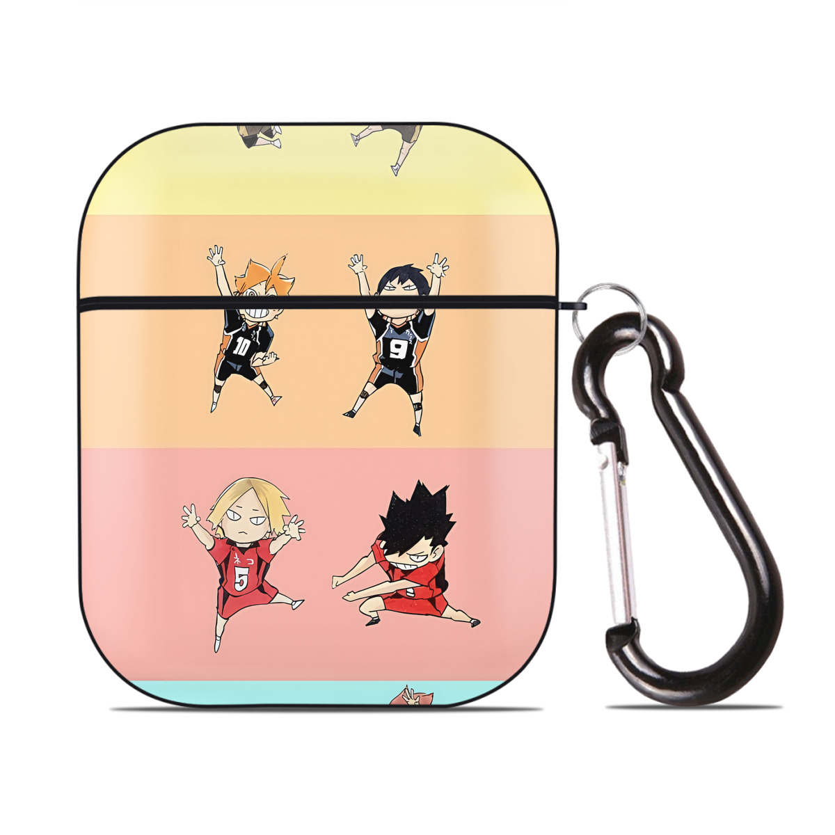 （画像用） ハイキュー!! Haikyu!! AirPods 第2世代保護ケース ハードシェル ブラック 耐衝撃・防指紋・カラビナ付き