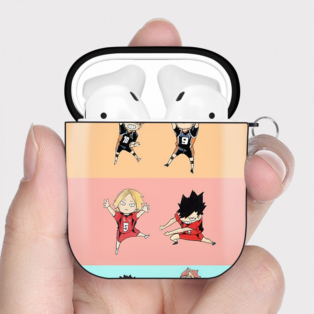 （画像用） ハイキュー!! Haikyu!! AirPods 第2世代保護ケース ハードシェル ブラック 耐衝撃・防指紋・カラビナ付き