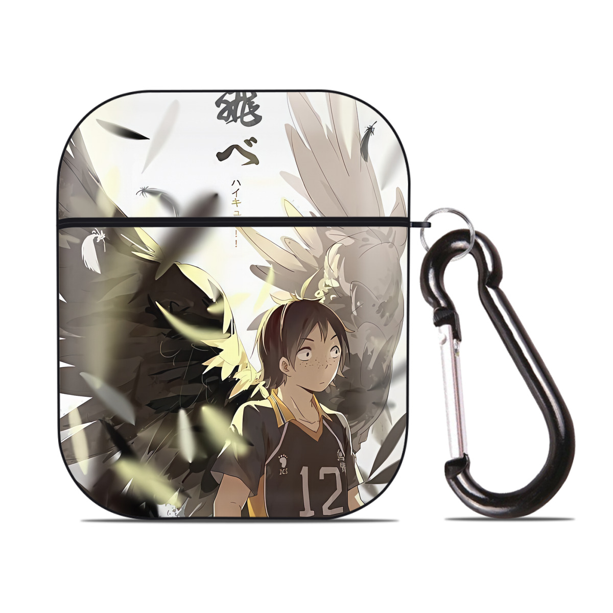 （画像用） ハイキュー!! Haikyu!! AirPods 第2世代保護ケース ハードシェル ブラック 耐衝撃・防指紋・カラビナ付き