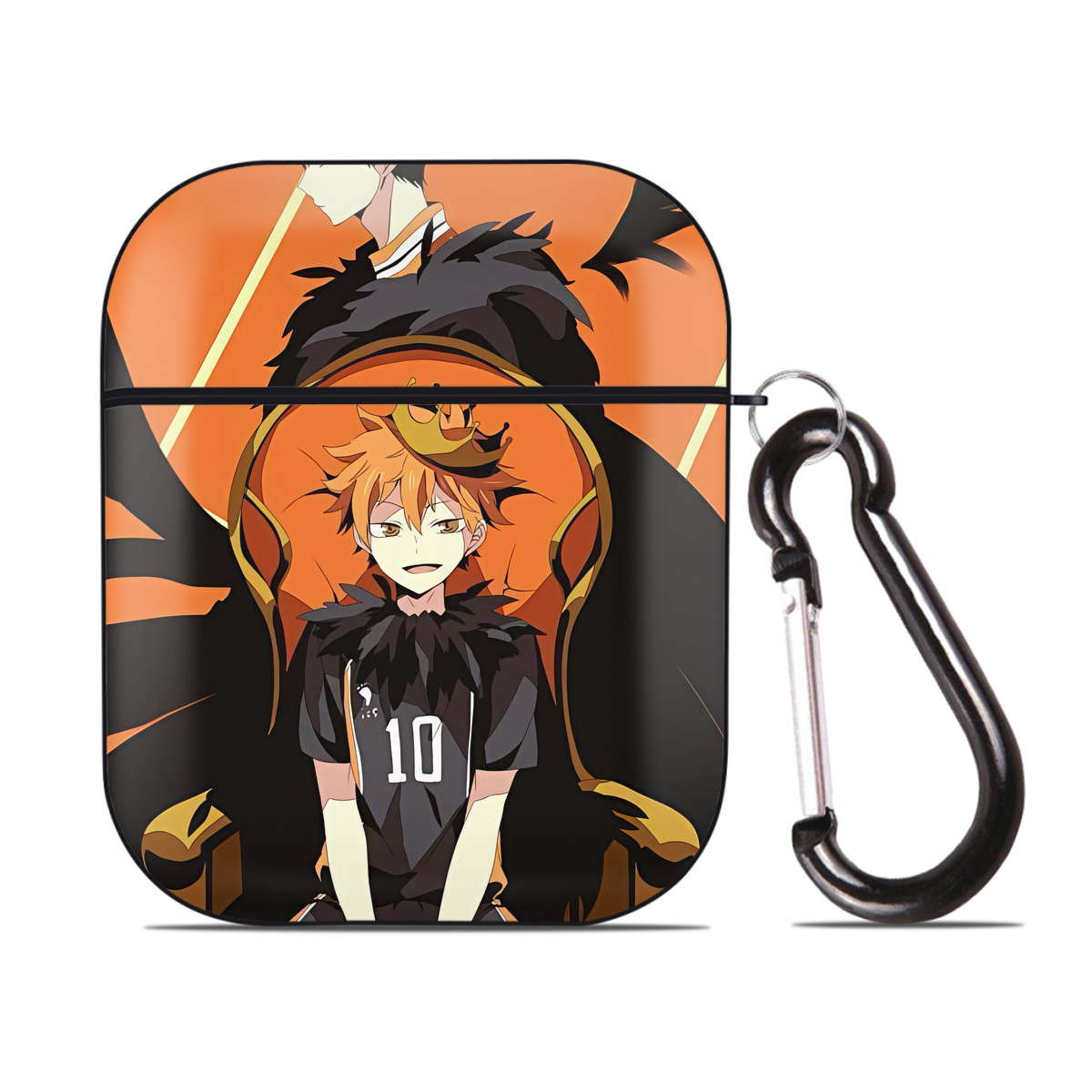 （画像用） ハイキュー!! Haikyu!! AirPods 第2世代保護ケース ハードシェル ブラック 耐衝撃・防指紋・カラビナ付き