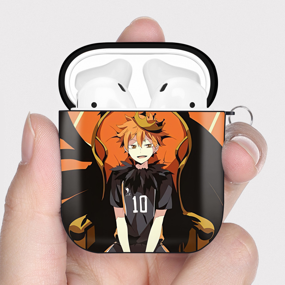 （画像用） ハイキュー!! Haikyu!! AirPods 第2世代保護ケース ハードシェル ブラック 耐衝撃・防指紋・カラビナ付き