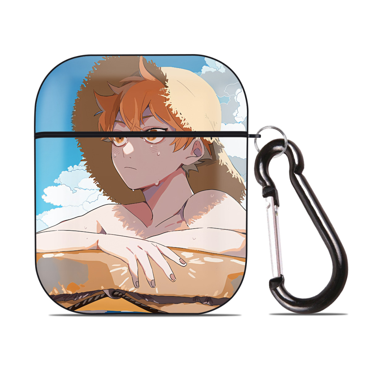 （画像用） ハイキュー!! Haikyu!! AirPods 第2世代保護ケース ハードシェル ブラック 耐衝撃・防指紋・カラビナ付き
