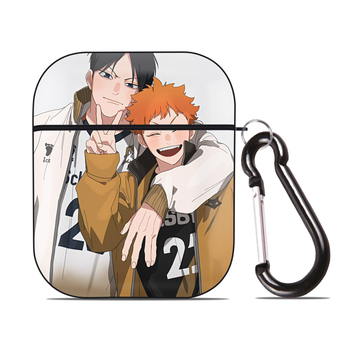 （画像用） ハイキュー!! Haikyu!! AirPods 第2世代保護ケース ハードシェル ブラック 耐衝撃・防指紋・カラビナ付き