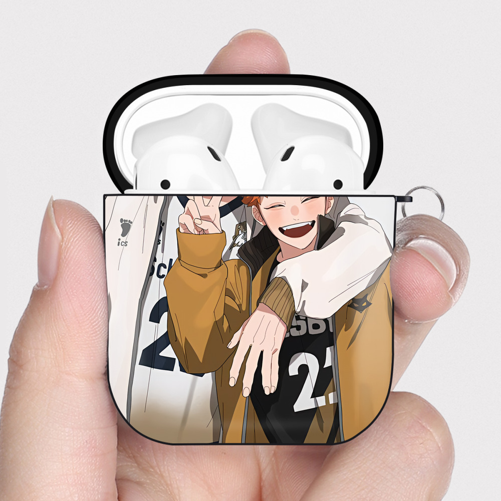 （画像用） ハイキュー!! Haikyu!! AirPods 第2世代保護ケース ハードシェル ブラック 耐衝撃・防指紋・カラビナ付き