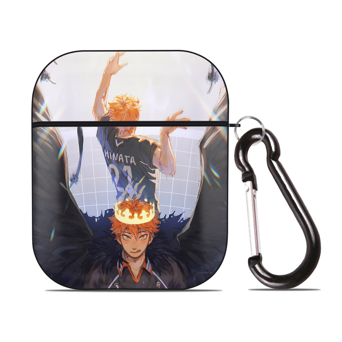 （画像用） ハイキュー!! Haikyu!! AirPods 第2世代保護ケース ハードシェル ブラック 耐衝撃・防指紋・カラビナ付き