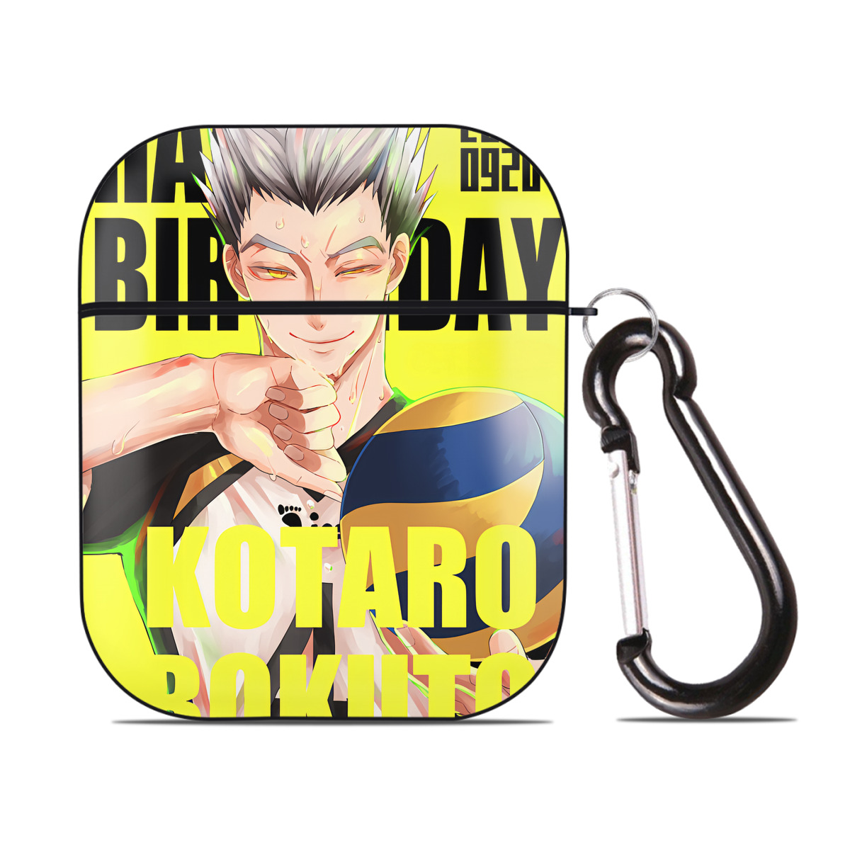 （画像用） ハイキュー!! Haikyu!! AirPods 第2世代保護ケース ハードシェル ブラック 耐衝撃・防指紋・カラビナ付き