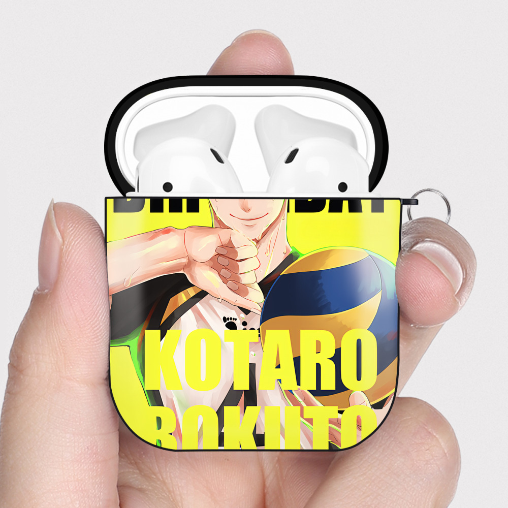 （画像用） ハイキュー!! Haikyu!! AirPods 第2世代保護ケース ハードシェル ブラック 耐衝撃・防指紋・カラビナ付き