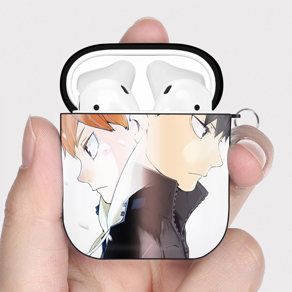 （画像用） ハイキュー!! Haikyu!! AirPods 第2世代保護ケース ハードシェル ブラック 耐衝撃・防指紋・カラビナ付き